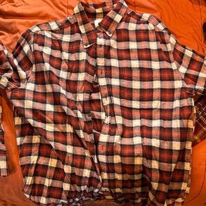 Men's orange and White Plaid Shirt